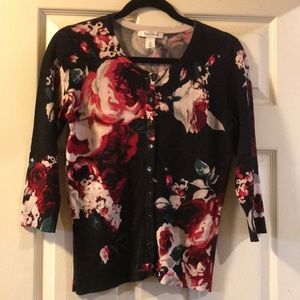 White House black market floral cardigan small